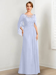 A-Line/Princess Scoop Floor-Length Mother of the Bride Dresses with Pleated & Sequins
