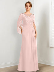 A-Line/Princess Scoop Floor-Length Mother of the Bride Dresses with Pleated & Sequins