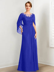 A-Line/Princess Scoop Floor-Length Mother of the Bride Dresses with Pleated & Sequins
