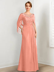 A-Line/Princess Scoop Floor-Length Mother of the Bride Dresses with Pleated & Sequins