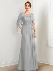 A-Line/Princess Scoop Floor-Length Mother of the Bride Dresses with Pleated & Sequins