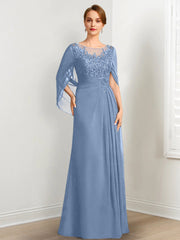 A-Line/Princess Scoop Floor-Length Mother of the Bride Dresses with Pleated & Sequins