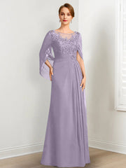 A-Line/Princess Scoop Floor-Length Mother of the Bride Dresses with Pleated & Sequins