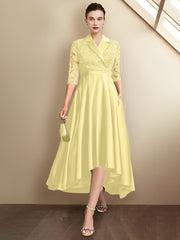 Sheath/Column V-Neck Tea-Length Mother of the Bride Dresses