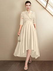 Sheath/Column V-Neck Tea-Length Mother of the Bride Dresses