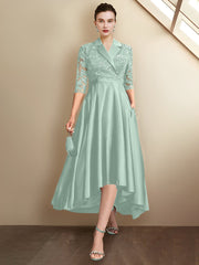 Sheath/Column V-Neck Tea-Length Mother of the Bride Dresses
