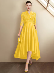 Sheath/Column V-Neck Tea-Length Mother of the Bride Dresses