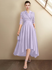 Sheath/Column V-Neck Tea-Length Mother of the Bride Dresses