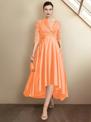 Sheath/Column V-Neck Tea-Length Mother of the Bride Dresses
