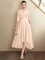 Sheath/Column V-Neck Tea-Length Mother of the Bride Dresses