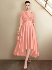 Sheath/Column V-Neck Tea-Length Mother of the Bride Dresses