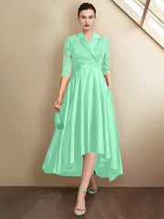 Sheath/Column V-Neck Tea-Length Mother of the Bride Dresses