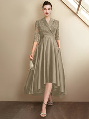 Sheath/Column V-Neck Tea-Length Mother of the Bride Dresses