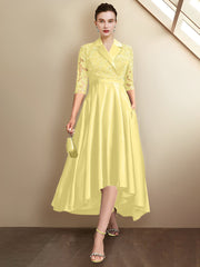 Sheath/Column V-Neck Tea-Length Mother of the Bride Dresses