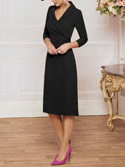 Sheath/Column V-Neck Knee-Length Mother of the Bride Dresses