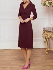 Sheath/Column V-Neck Knee-Length Mother of the Bride Dresses