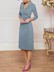 Sheath/Column V-Neck Knee-Length Mother of the Bride Dresses