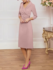 Sheath/Column V-Neck Knee-Length Mother of the Bride Dresses