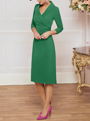 Sheath/Column V-Neck Knee-Length Mother of the Bride Dresses