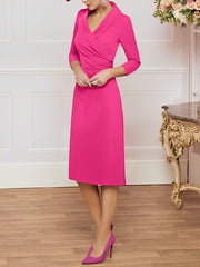 Sheath/Column V-Neck Knee-Length Mother of the Bride Dresses