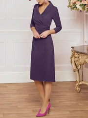 Sheath/Column V-Neck Knee-Length Mother of the Bride Dresses