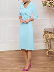 Sheath/Column V-Neck Knee-Length Mother of the Bride Dresses