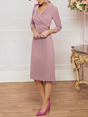 Sheath/Column V-Neck Knee-Length Mother of the Bride Dresses