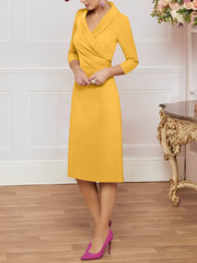 Sheath/Column V-Neck Knee-Length Mother of the Bride Dresses