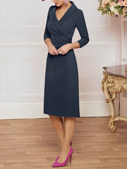 Sheath/Column V-Neck Knee-Length Mother of the Bride Dresses