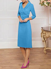 Sheath/Column V-Neck Knee-Length Mother of the Bride Dresses