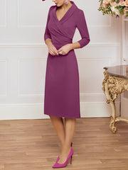 Sheath/Column V-Neck Knee-Length Mother of the Bride Dresses