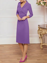 Sheath/Column V-Neck Knee-Length Mother of the Bride Dresses