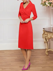 Sheath/Column V-Neck Knee-Length Mother of the Bride Dresses