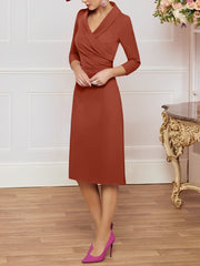 Sheath/Column V-Neck Knee-Length Mother of the Bride Dresses
