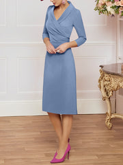 Sheath/Column V-Neck Knee-Length Mother of the Bride Dresses