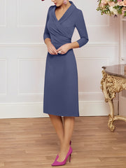 Sheath/Column V-Neck Knee-Length Mother of the Bride Dresses