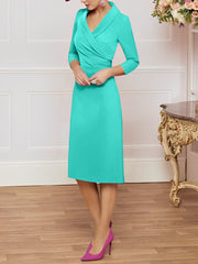 Sheath/Column V-Neck Knee-Length Mother of the Bride Dresses