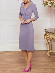 Sheath/Column V-Neck Knee-Length Mother of the Bride Dresses