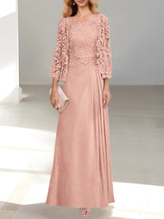 A-Line/Princess Scoop Floor-Length Mother of the Bride Dresses with Pleated & Sequins