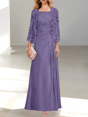 A-Line/Princess Scoop Floor-Length Mother of the Bride Dresses with Pleated & Sequins
