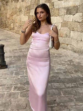 Simple Pink V-eck Spaghetti Strap Mermaid Long Evening Dress,Prom Dress