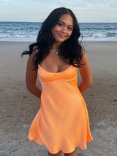 Simple Scoop Spaghetti Strap A-line Short Mini Dress Homecoming Dress