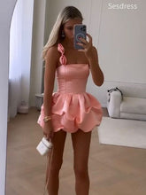 Elegant One Shoulder A-line Short Mini Dress Homecoming Dress