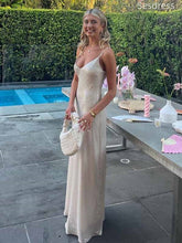 Sparkly V-neck Spaghetti Strap Mermaid Long Evening Dress,Prom Dress