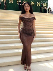 Off the Shoulder Strapless Mermaid Long Evening Dress,Prom Dress