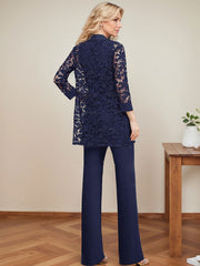 Jumpsuit/Pantsuit Scoop Neck Elastic Satin Mother Of The Bride Dresses