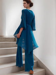 Jumpsuit/Pantsuit Puff Slevees Chiffon Mother Of The Bride Dresses