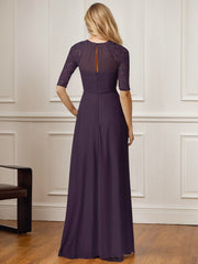 A-Line Square Neck Floor-Length Chiffon Mother of the Bride Dress