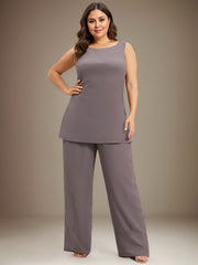 Pantsuit Separates Scoop Floor-Length Chiffon Mother of the Bride Dress