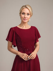 A-line Scoop Ankle-Length Lace Chiffon Mother of the Bride Dress With Sequins